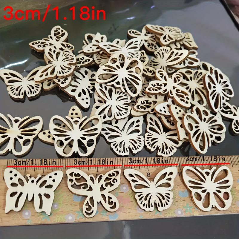 50pcs Laser Cut Butterfly Decoration, Hollow Unfinished Wood Decoration, DIY Painting Graffiti Ornaments, Wooden Craft