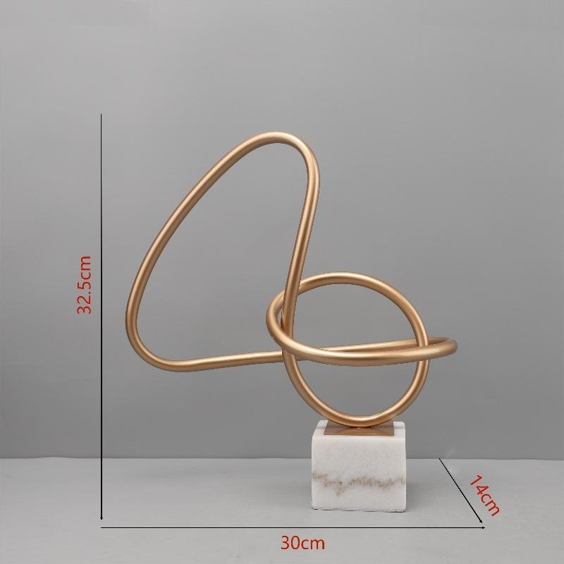 Metallskulptur Marmorsockel Geometrische Goldlinie Statue Wickelornamente Dekorative Figuren Heimdekorationszubehör