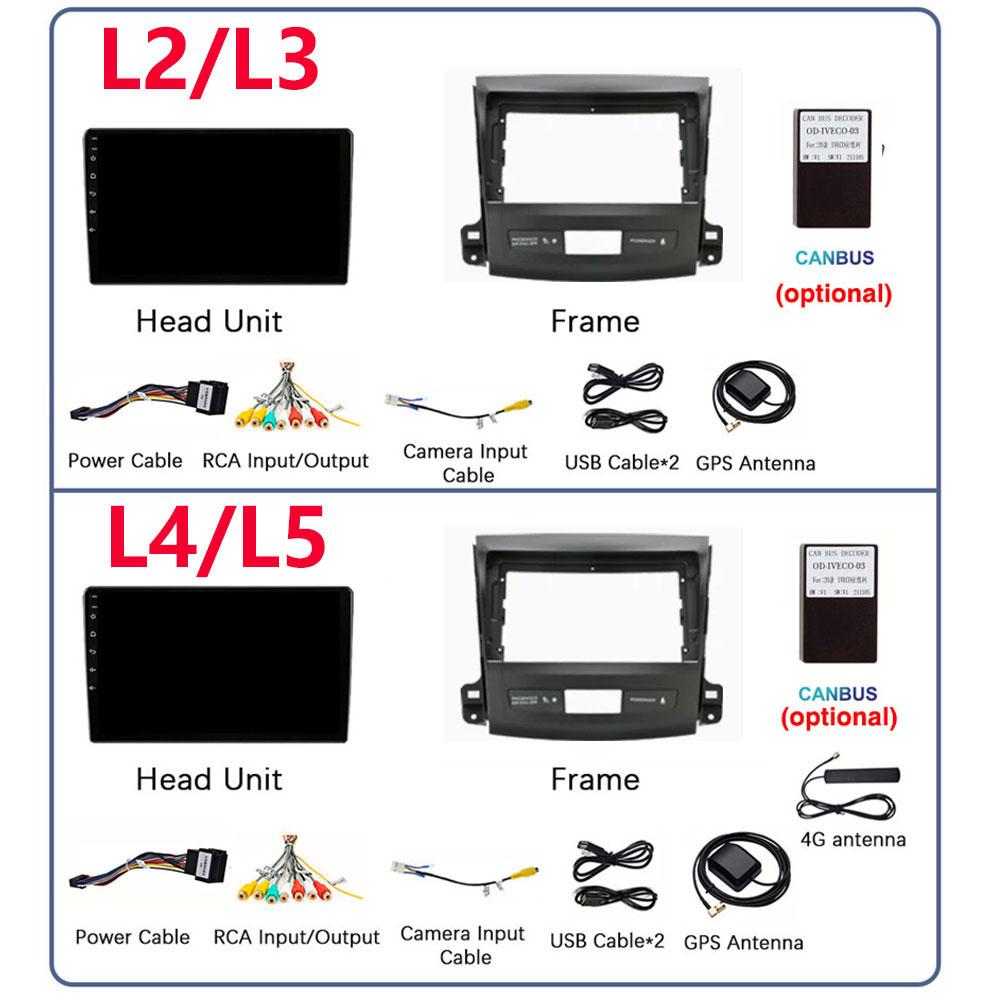 9"Android 14 Autoradio Carplay for Mitsubishi Outlander 2/Peugeot 4007/Citroen C-rosser Multimedia Video Player 4G GPS Stereo FM