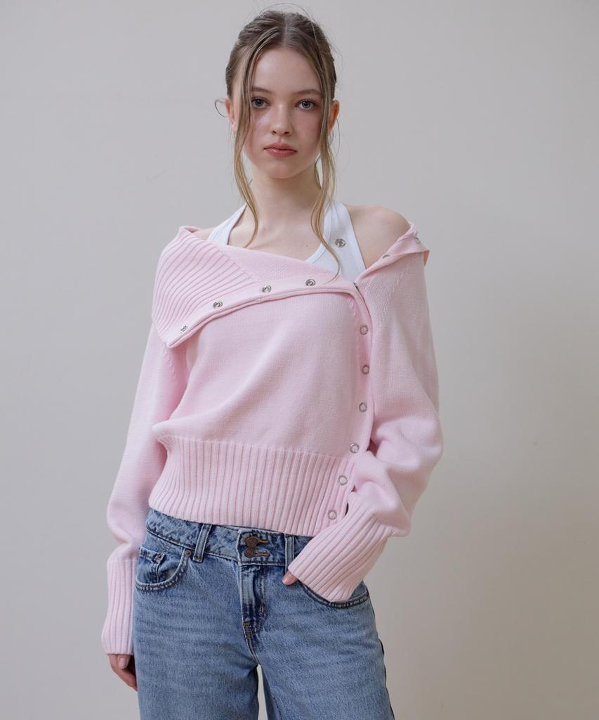Rosefranz Fold Off Shoulder Knit [Pink]