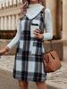 Chic Women's Plaid Suspender Skirt with Pockets – Casual Fashion for Spring and Autumn