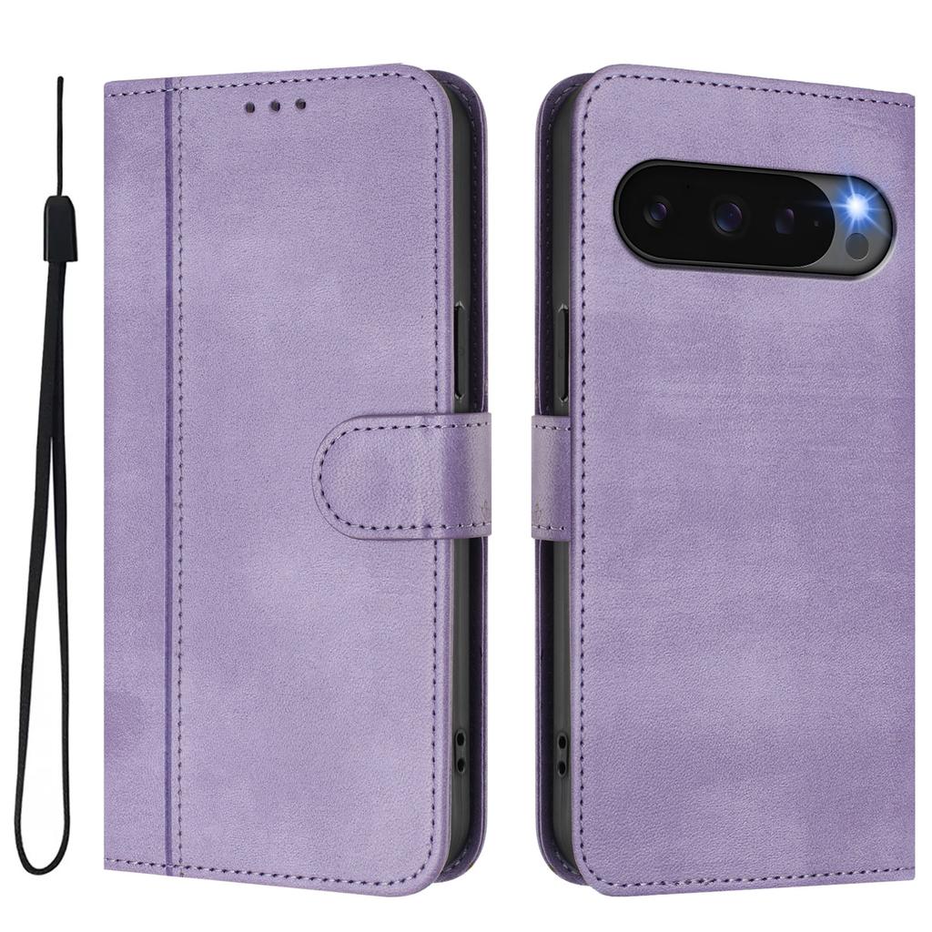 For Google Pixel 9 Cases Wallet Stand Retro Texture Leather Phone Cover with Lanyard