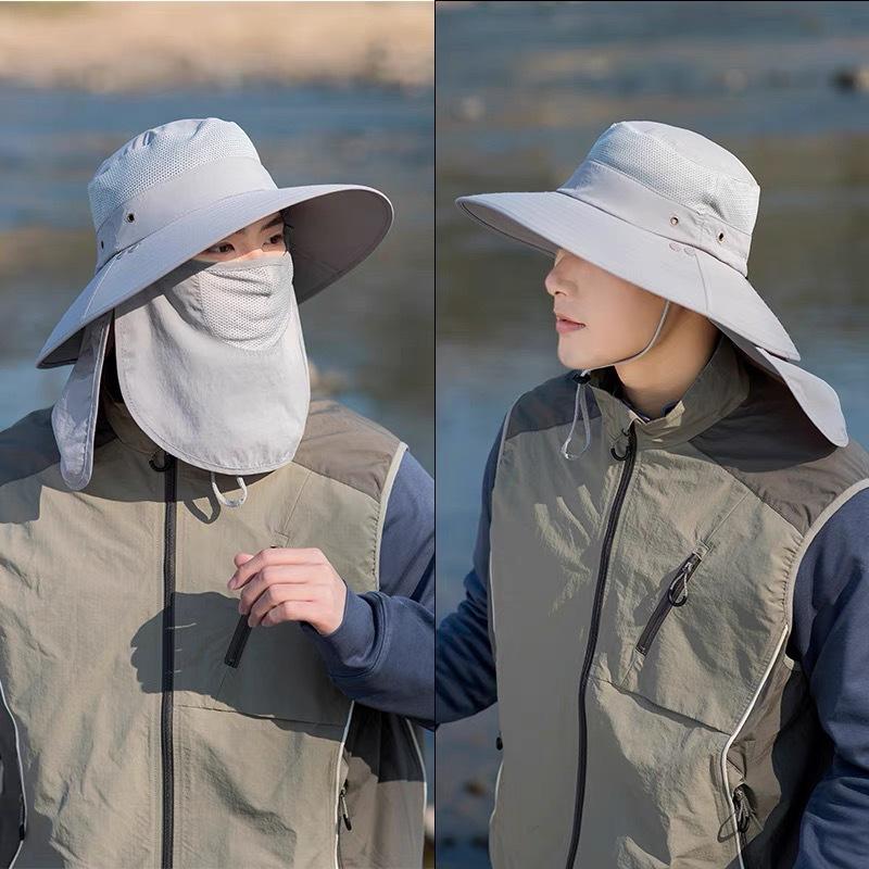 Summer Outdoor Breathable Sun Hat Men S And Women S Sun Protection Hat Uv Protection Sun Hat Big Brim Mountaineering Hat Bucket Hat M（56-58cm） светло-серый