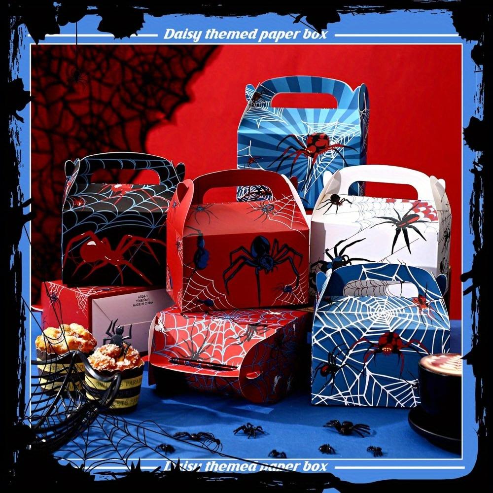 18 ks Krabičky na výslužku na narozeninovou oslavu s pavouky 6 stylů Pavoučí dárky Krabičky na sladkosti s držadly Pavoučí narozeninová dekorace Sáček na cukroví pro párty potřeby