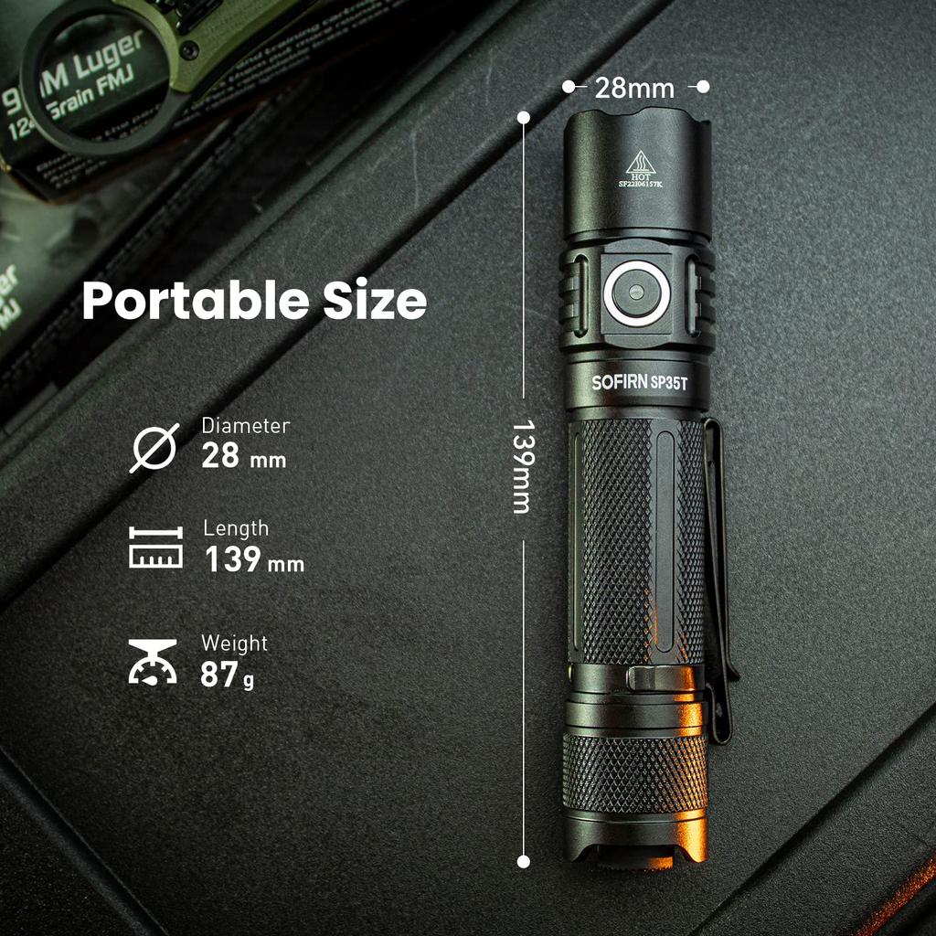 Sofirn SP35T Powerful Disaster High Brightness 3800 Military Grade LED Dual Switch IPX8 Power Outage Emergency Hiking Flashlight, Preparedness,