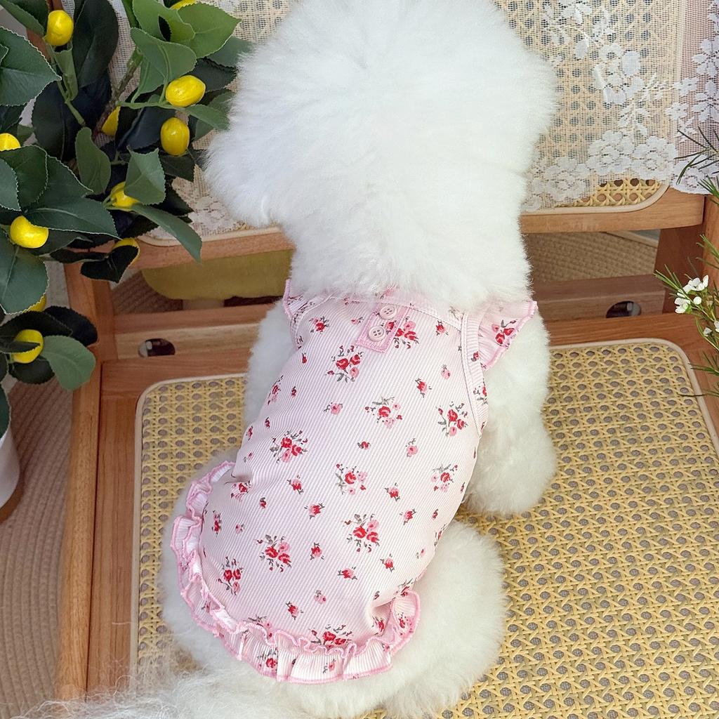 New Summer Cat and Dog Printed Home Wear Summer Skirts Teddy Bichon Frise Pet Clothes