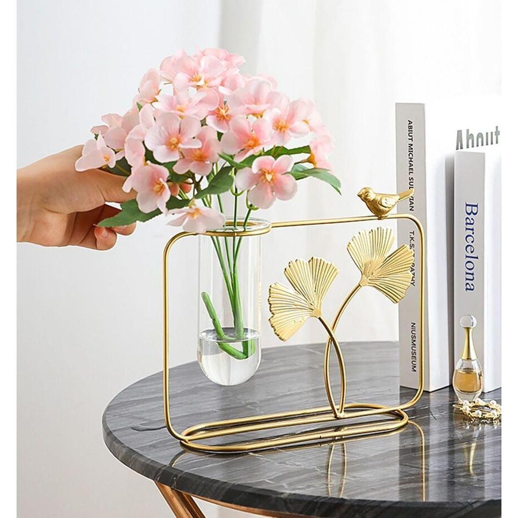 Flower Vase Decorative Items for Home, Gift Items for Home Decor,Propagation Station Test Tube Flower Vase with Metal Frame
