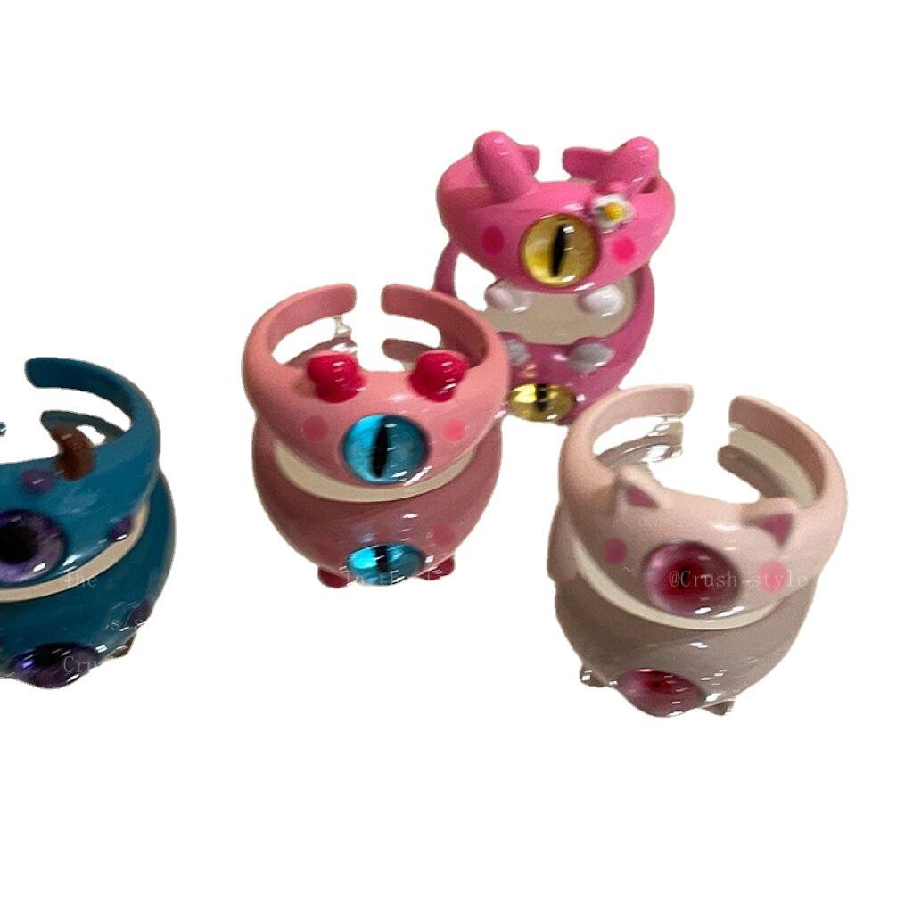 Pink Series~ Childlike Cute Meow Monster Ring Female Tide Index Finger Ring Design Niche Ring