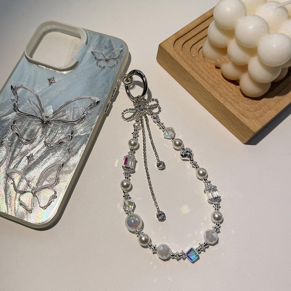 Beaded Camera Phone Strap with Cuteness Butterfly Digital Charm Fashionable Phone Accessory for Phones and Bags