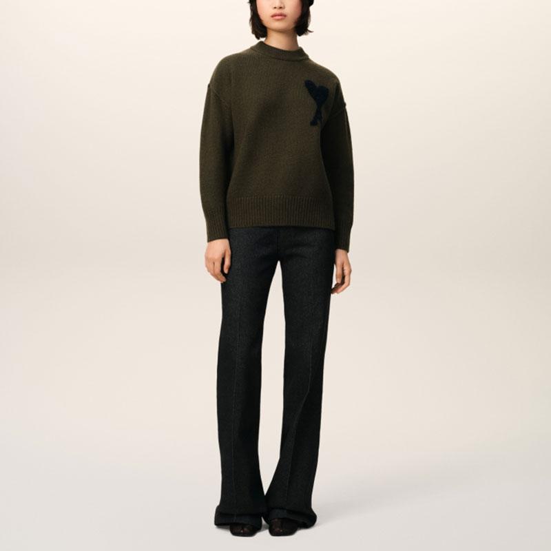 AMIPARIS Year Of The Snake Limited Edition SS25 Brand Logo Round Neck Sweater Unisex Sweater Black Khaki-Green SPUKS018018-024