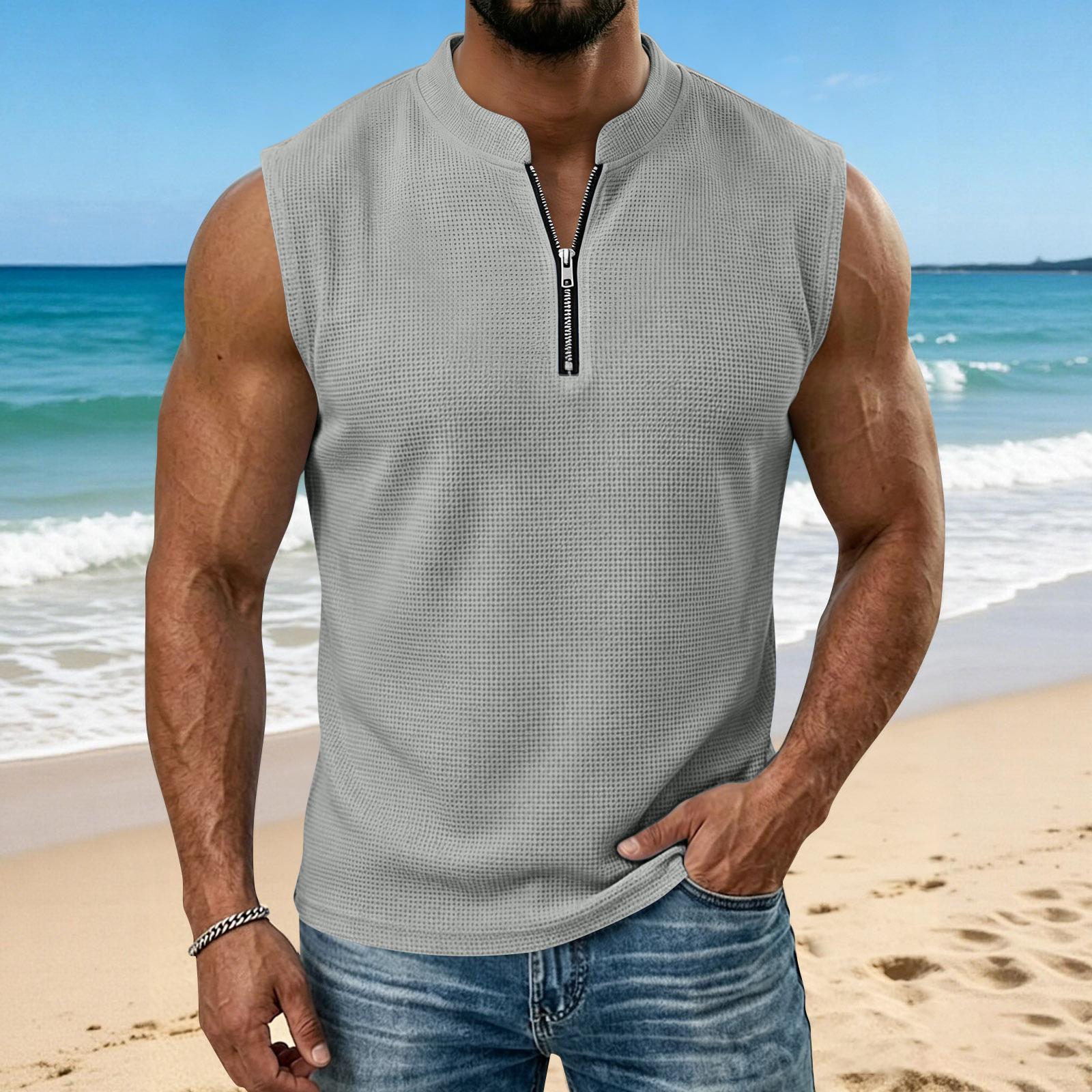 

Mens Casual Shirts Sleeveless Zip Neck Design Suitable for Mens Summer Shirts and Mens Shirts Casual Wear for Various Occasions XXXL