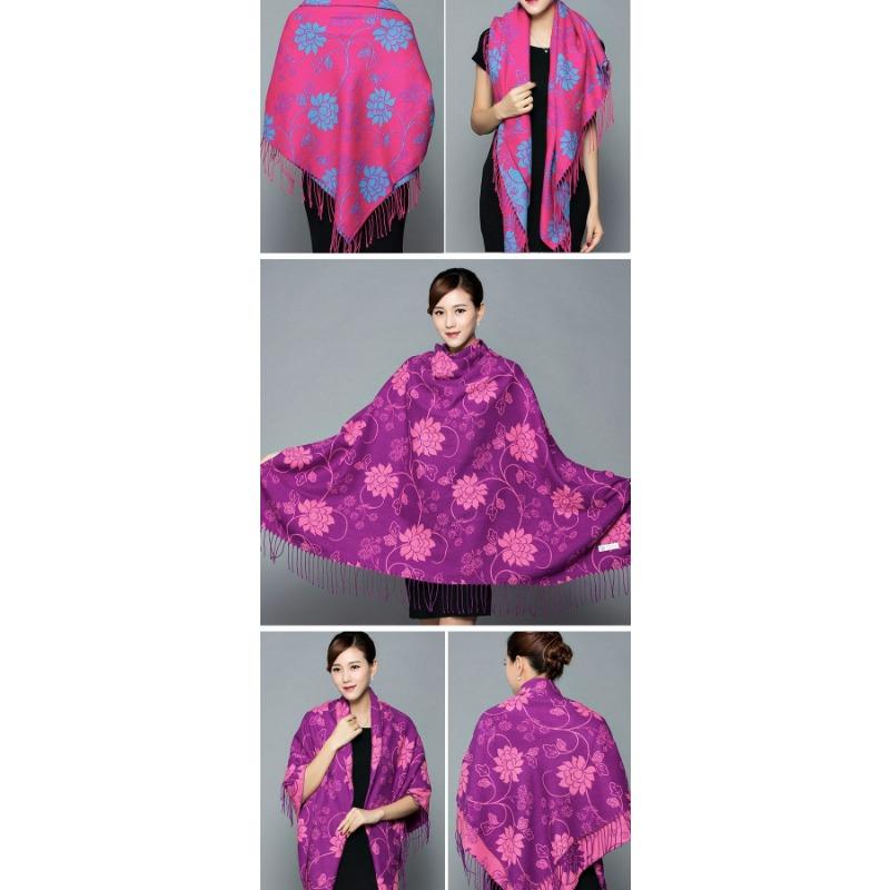Women S Vintage Ethnic Floral Faux Cashmere Scarf Warm Large Shawl