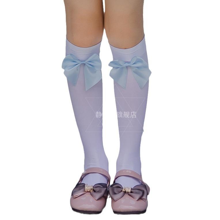 Children's Lolita tube socks Girls bow knee socks White stockings Western dress Accessories