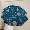 1pc Oceanic Seashells Starfish Pearls Pattern Umbrella with Plastic Handle,Suitable for All Seasons Home Travel Outdoor UmbrellaDD1595