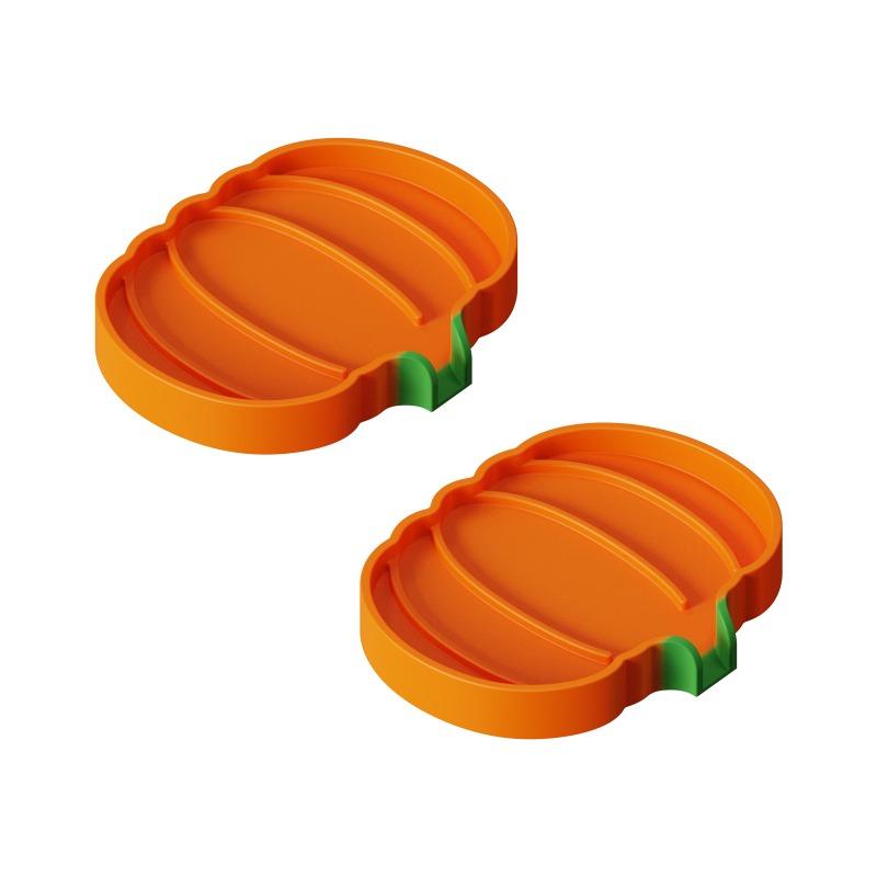 2pcs Creative Silicone Soap Holder, Pumpkin Shaped Soap Box Sponge Storage Rack