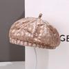Letter embroidery beret children's fashion face small versatile autumn and winter warm painter hat newsboy hat