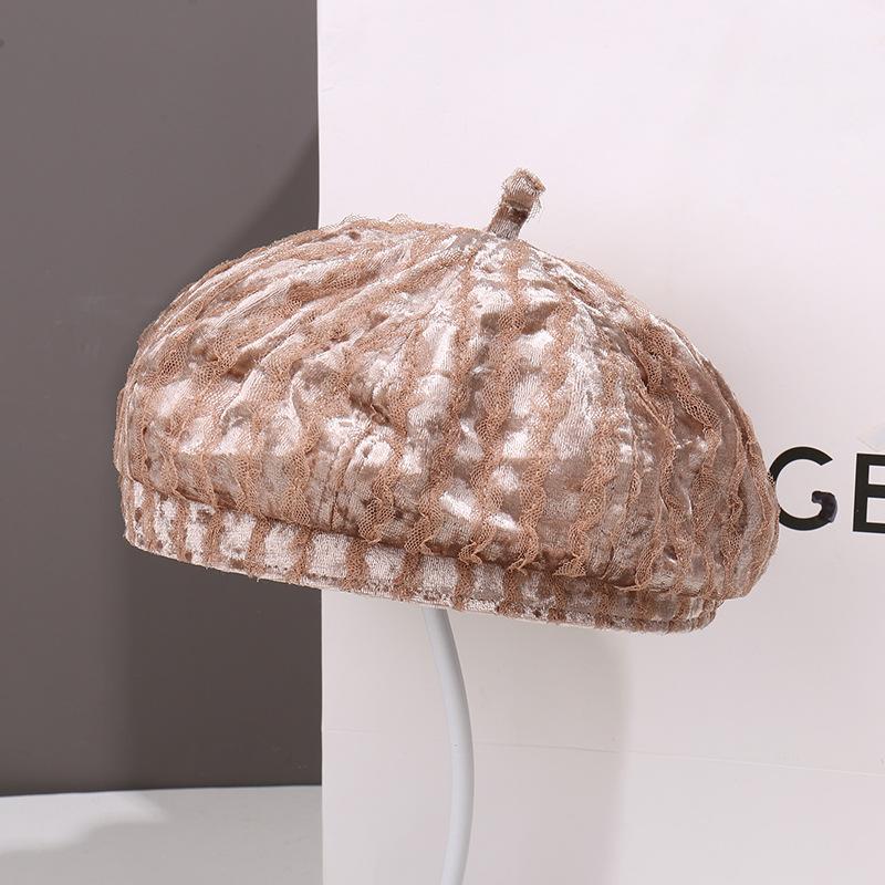 Letter embroidery beret children's fashion face small versatile autumn and winter warm painter hat newsboy hat