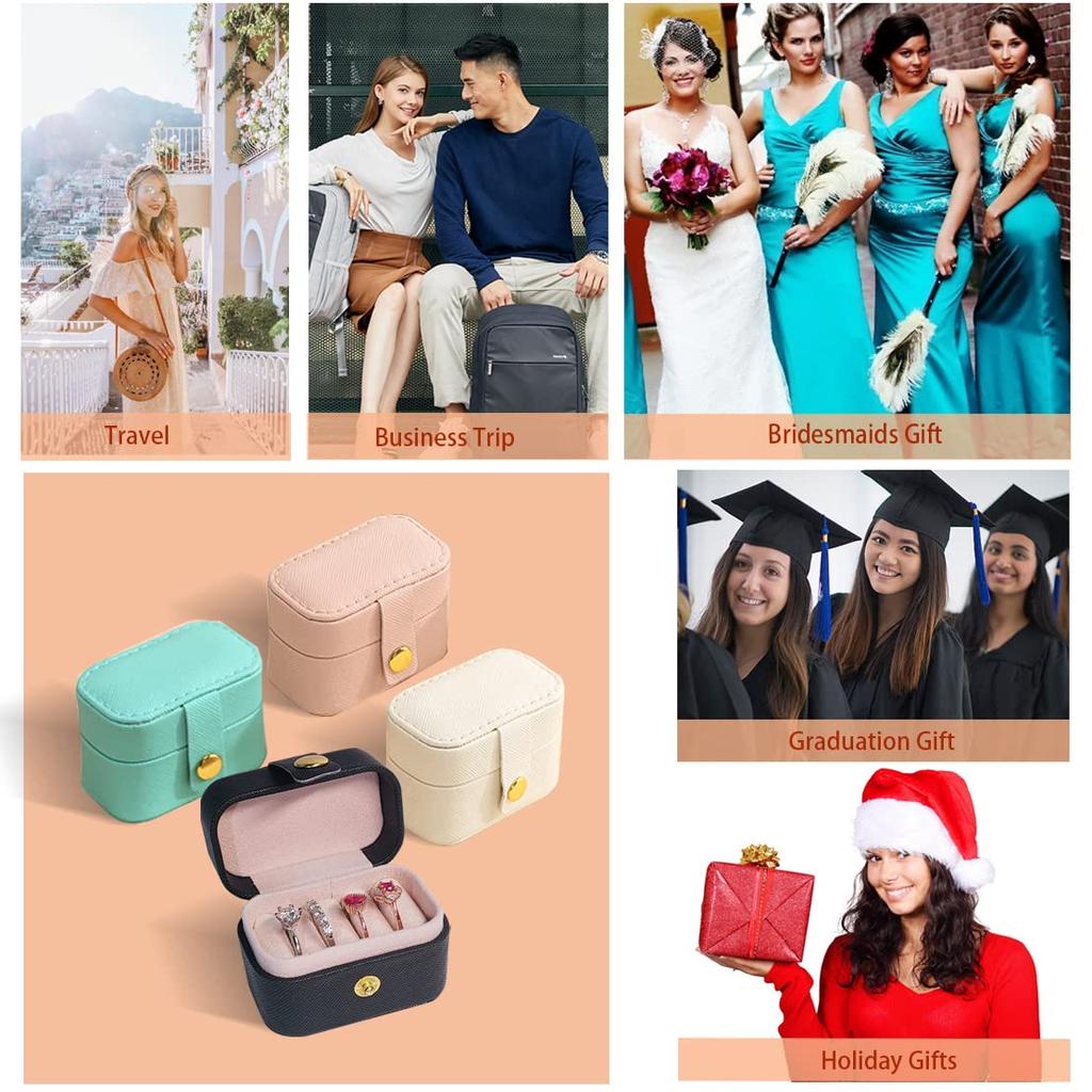 Mini Jewelry Ring Storage Box Portable Women Jewelry Organizer Case Jewelry Box Leather Travel Small Cute Earring Jewelry Box