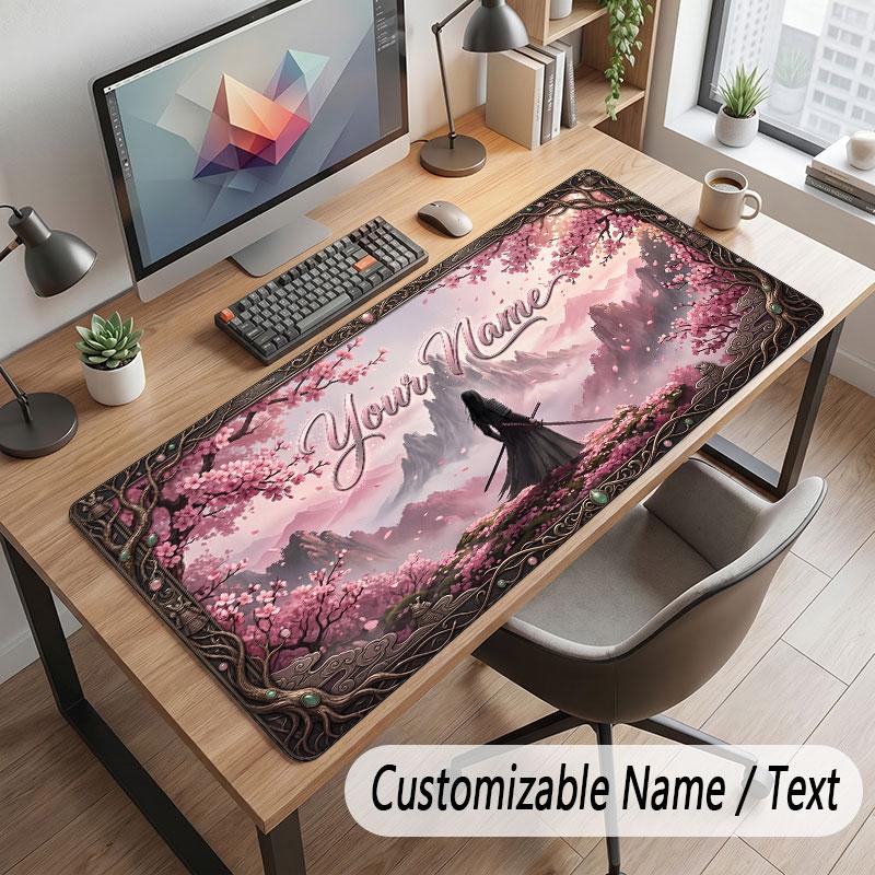 Floral Garden Theme Customized Mouse Pad Personalized Print Name Text Desk Mat For Home Office Table Decor