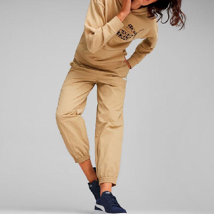 Puma Solid Color Sports Training Woven Jogger Pants Women Bottoms Brown 682272-83