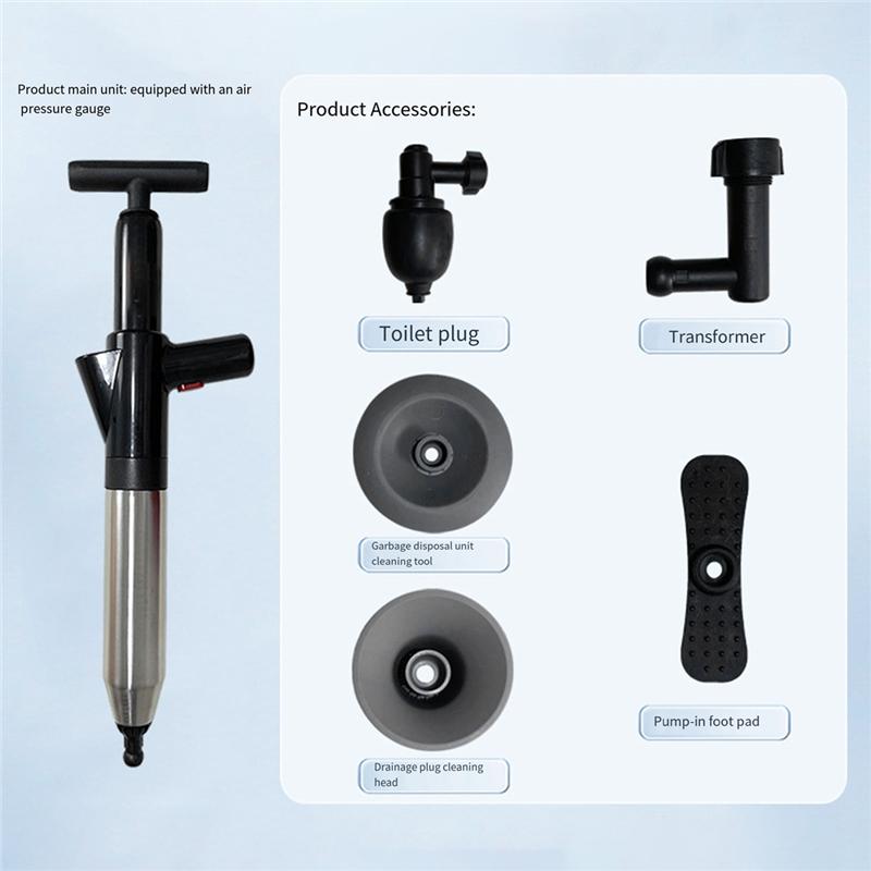 Sewer Pipe Unblocking Tool Toilet Plunger High Pressure Drain Plunger Dredging Clog Removal Air Drain Blaster