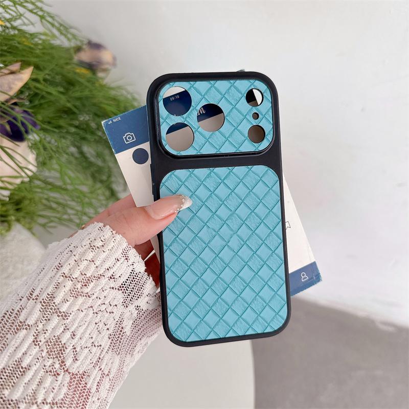 Side Mounted Diamond Grid Texture Phone Case For For Iphone 17 16 1 14 13 Pro Max Instant Turn 17 Large Window Shockproof Cover