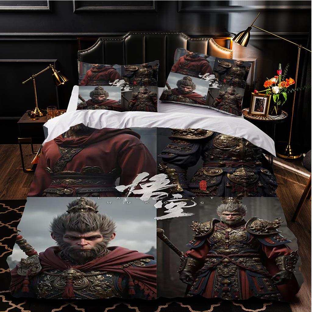 Black Myth Wukong Series Bedding Three-Piece Home Textile 3D Digital Printing