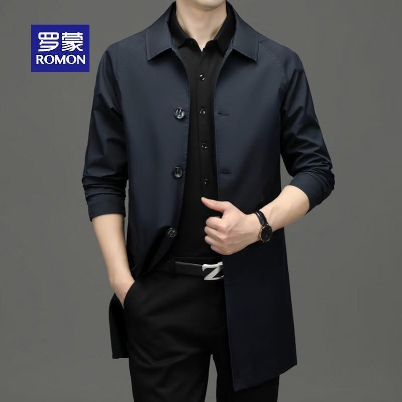 ROMON Men's Mid-Length Business Casual Trench Coat