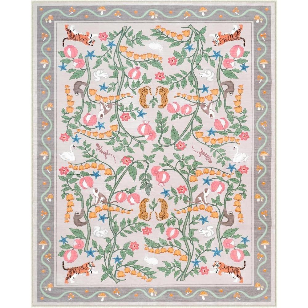 Living Room Carpet Washable Rug for Bedroom Non-slip Floral Children's Playroom Mat Soft Bohemian Floor Mats Modern Large Rugs
