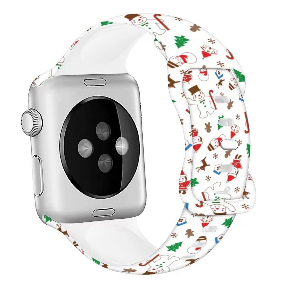 Christmas Silicone Strap For Apple Watch Ultra 49mm 10 9 8 7 45mm 41mm 42mm 46mm Bracelet Wristband iWatch 6 5 4 SE 44mm Correa