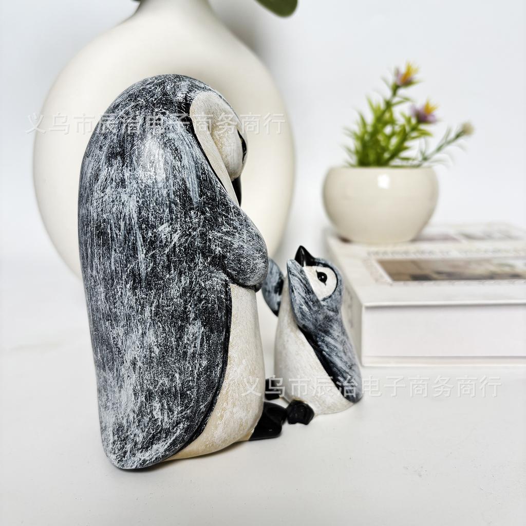 New Mother's Day Home Animal Ornament Gift Cute Parent-Child Penguin Resin Statue Ornament Decoration