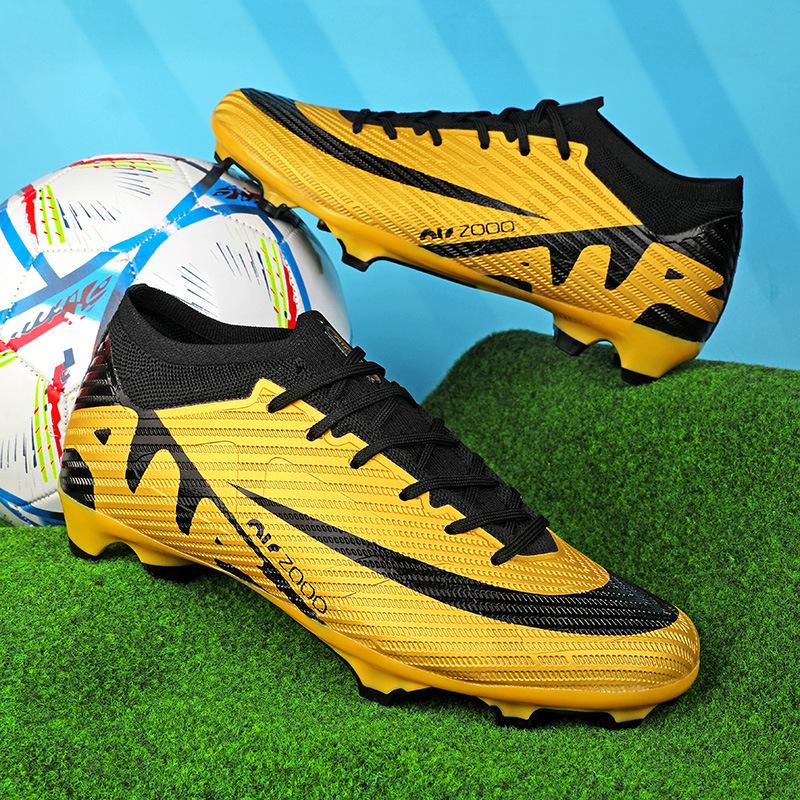 2025 New Football Shoes Men's and Women's High-top Youth Training Long Nails TF Broken Nails Artificial Flat Sports Shoes