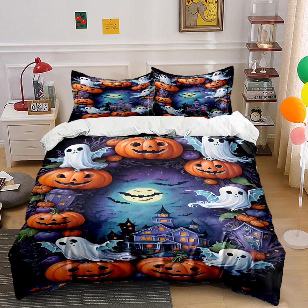 Spooky pumpkins enchantingly glowing Bedding sets Duvet cover sets Duvet covers Pillowcases(1*Duvet Cover 2*Pillowcases without duvet insert)