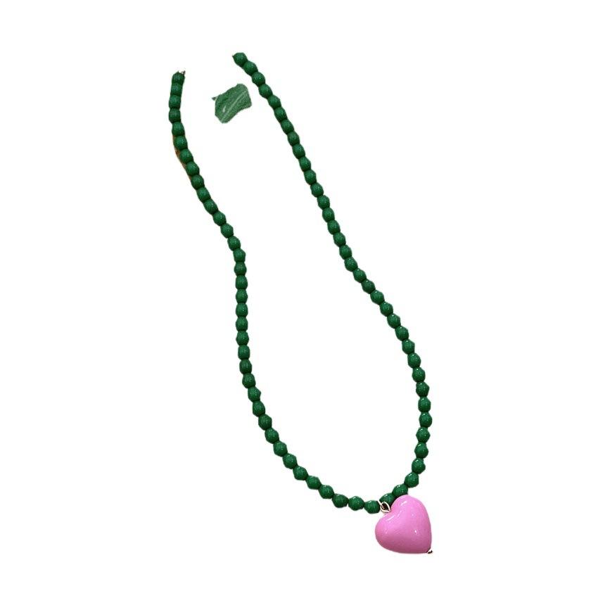 Sweet and Cute Girl-style Candy-colored Love Collarbone Chain Versatile Necklace, New Beaded Pearl Necklace.