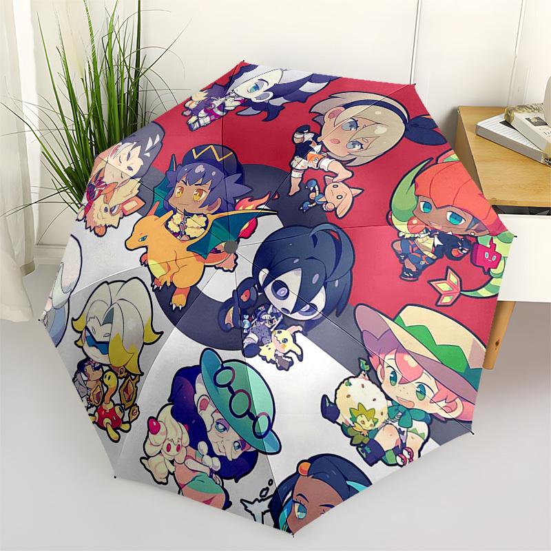 

1pc Outdoor Umbrella with Pokémon Characters - Automatic Opening/Closing, Portable 3-Fold Design, 8-Rib Iron Frame - Perfect Gift for Fans, Trave