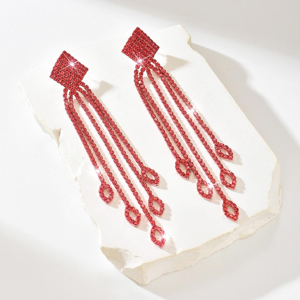 Super Flash Water Drop Full Diamond Fringed Earrings Women'S Long Temperament Super Fairy Fashion Thin High-End Earrings