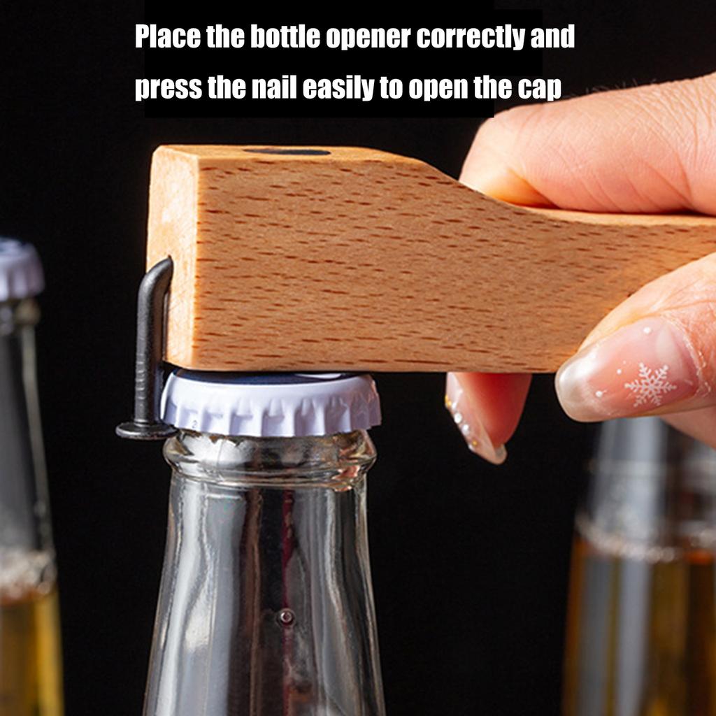 Pack Of 5 Solid Wood Nail Beer Bottle Openers with Ergonomic Handle Drink Lid Remover for Home Use Kitchen Accessories