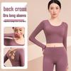 Cross-Back Yoga Long Sleeve Top with Chest Pad