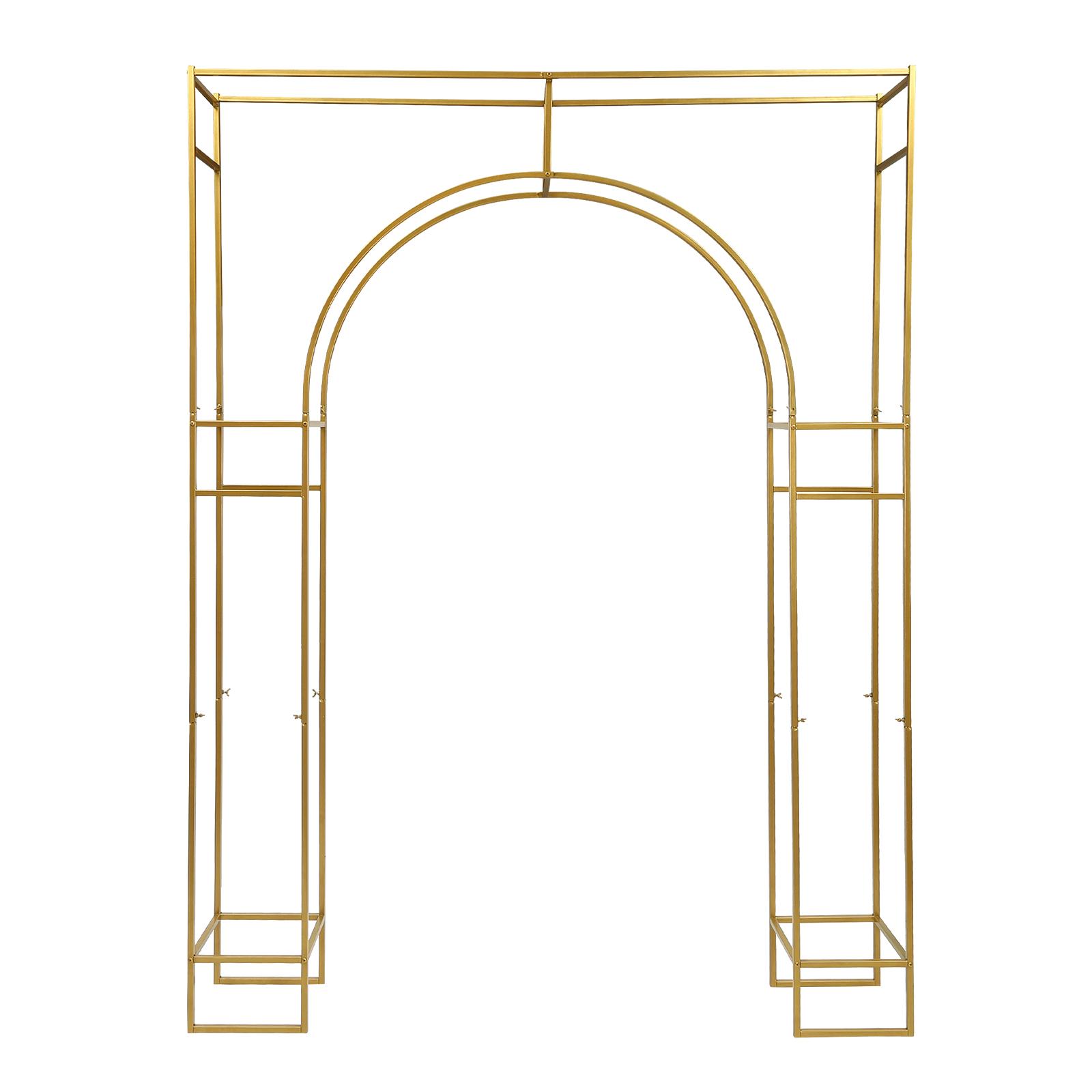 

Золотая свадебная арка-стойка из углеродистой стали, фон, сверхпрочная, нагрузка 44 фунта для свадебной вечеринки, садовый декор 1.8 x 2.4 m золотой