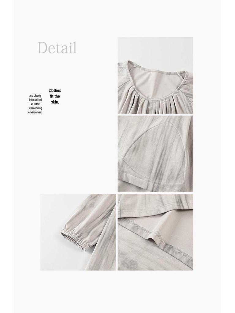 Caini Damska bawełniana koszula nocna z długim rękawem i wkładką na biust - Bardzo długa, luźny krój na wiosnę i jesień