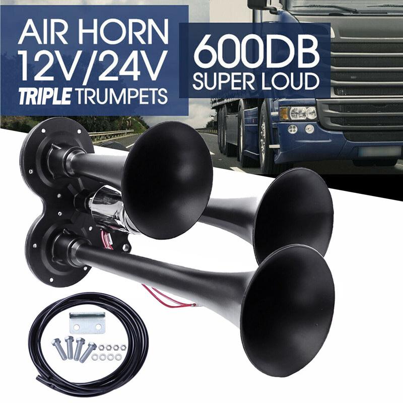 Buzina de Trem 600DB Super Alta 3 Trompetes Kit de Buzina a Ar Para Caminhão Semi-Reboque Barco Van Carro