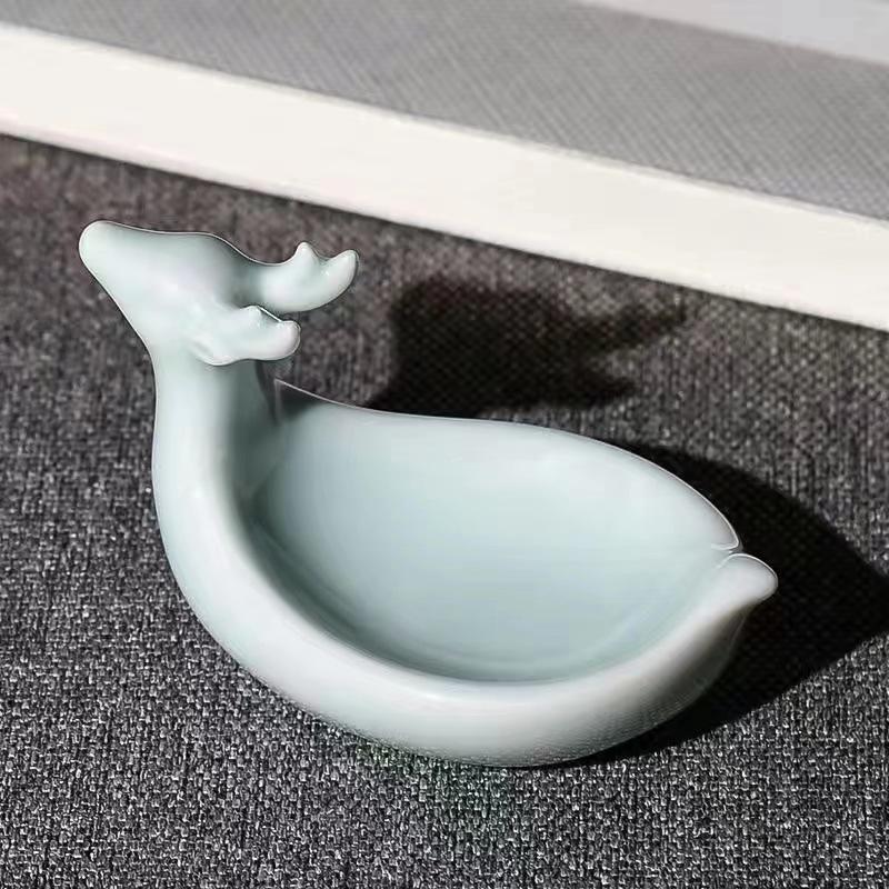 Four Treasures Inkstone: Longquan Celadon Pen Rest & Ink Dish with Deer Design