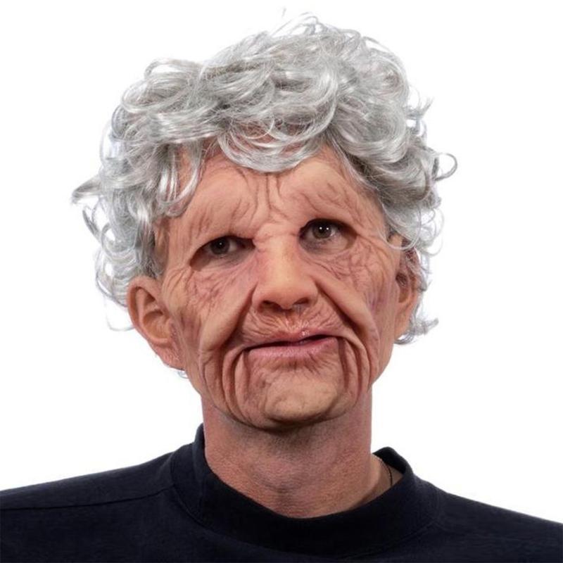 Halloween Mask Party Wrinkled Latex Mask Party Dress Up Supplies Christmas Grandfather Hat Mask Full Face Headgear Mask