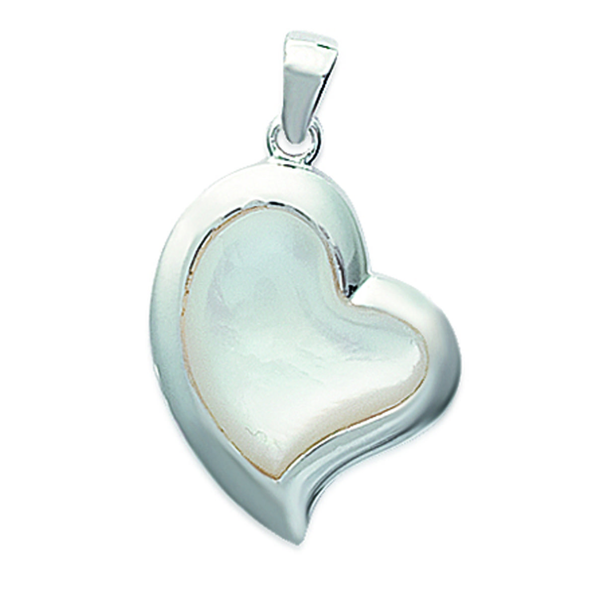 

Les Trésors De Lily [D4595] - Pendentif Argent Cœur Nacré Blanc argenté - 26x20 mm