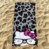 1Pc Sanrio Hello Kitty Leopard Print Beach Towel Polyester Quick Dry Lightweight Soft Towel For Swimming Surfing Camping Travel