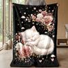 Floral Cats Tree Artwork Theme blanket Lightweight Warm Flannel Blanket Decorative Throw Blanket for Home Decoration