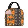 Afrocentric African Series Pattern Print Lunch Tote Bag Insulated Leakproof Lunch Box Container with Front Pocket for Girls Boys
