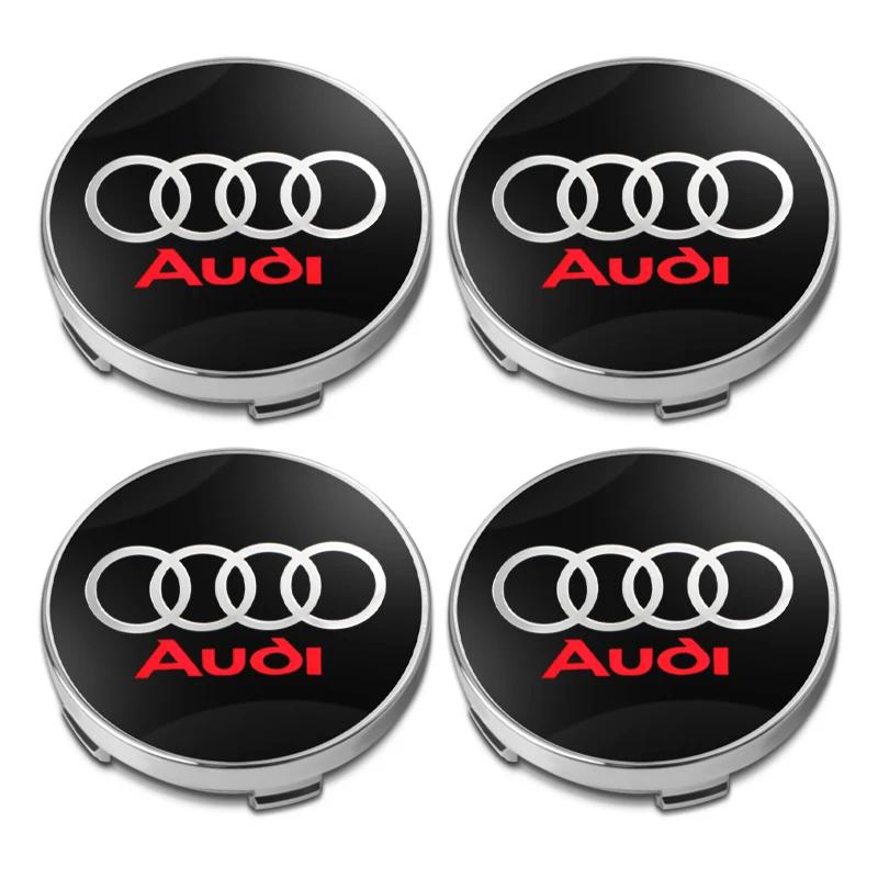 4pcs 60mm Car Wheel Center Hub Stickers 60/68mm Car Wheel Center Hub Caps Auto Decoration Accessories For 4GUFH S RS A3 A4 A1