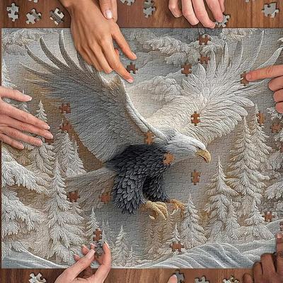 The Carved Eagle Jigsaw Puzzle 1000 Pieces Puzzle Game Challenging Eagle Wildlife Art Design Puzzles Game For Family Activity