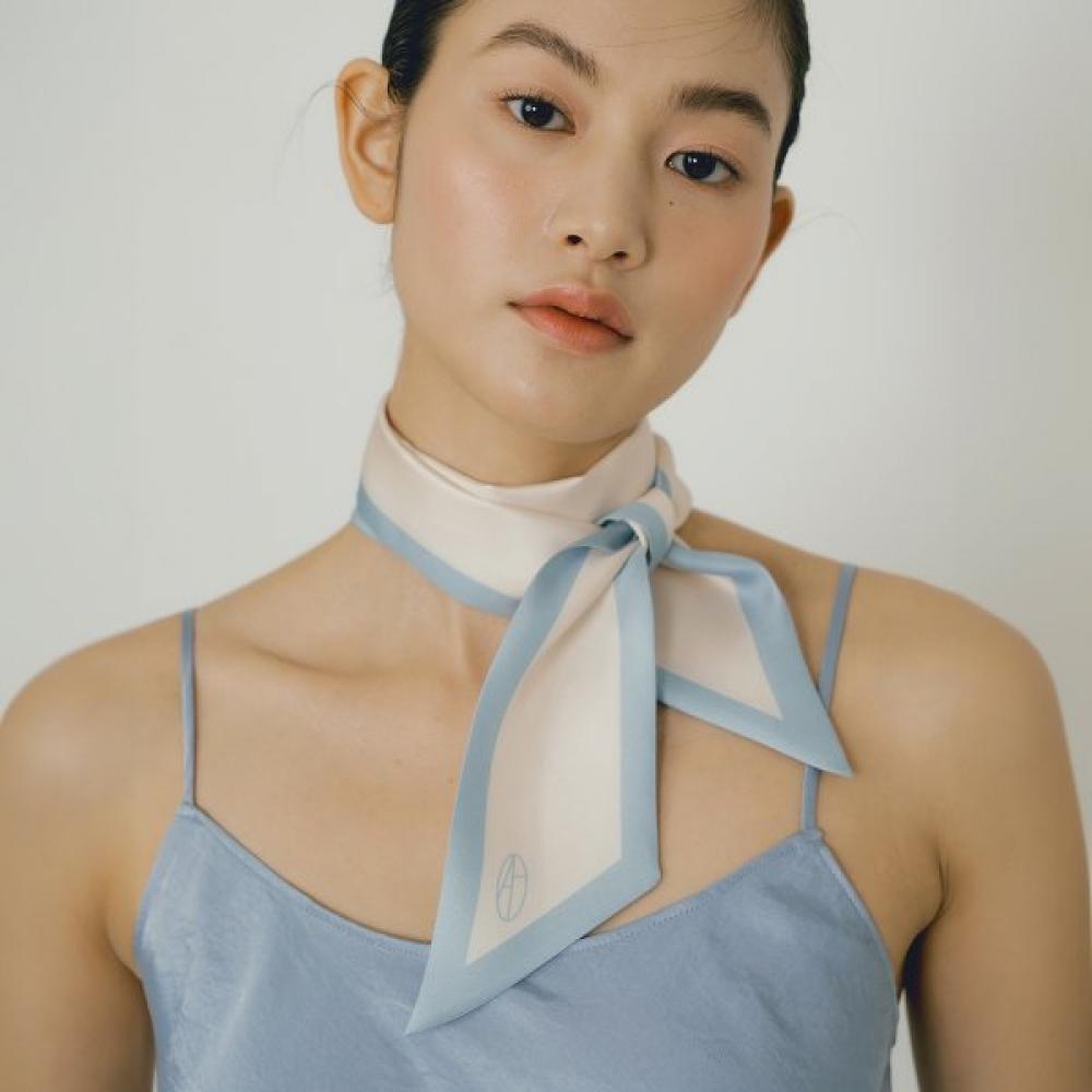 Avvina Pelle Long Twilly Silk Scarf Baby Blue Cream Single option